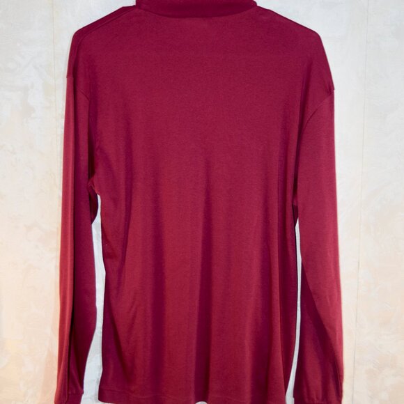 L.L. Bean Men's M | Unshrinkable Mock Neck Long Sleeve Shirt | Burgundy Maroon - Picture 2 of 3